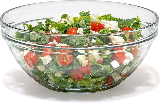 Red Co. 2.6 Quart Fully Tempered Clear Glass Mixing and Prepping Bowl with Safety Rim, Medium