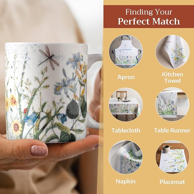 Maison d' Hermine Coffee Mug with Handles Tea Cups (12 Ounce, Pack of 1) | Fine Bone China Coffee Mugs for Hot Beverages Cappuccino Latte Home Restaurant Hotel Spring Summer -Fleurs De Mai - Prairie - Image 6