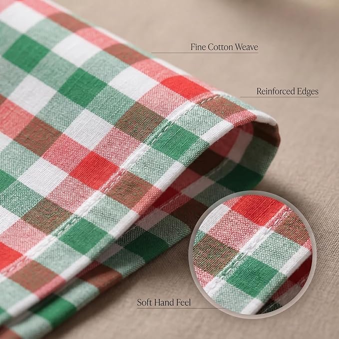 Urban Villa Cloth Napkins Cotton 12x12 (Set of 12) Red/Green/White - Image 5