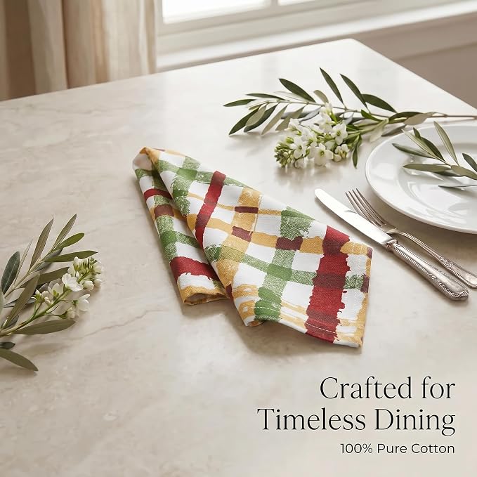 Urban Villa Cloth Napkins Cotton 20x20 (Set of 12) Check Print - Image 8