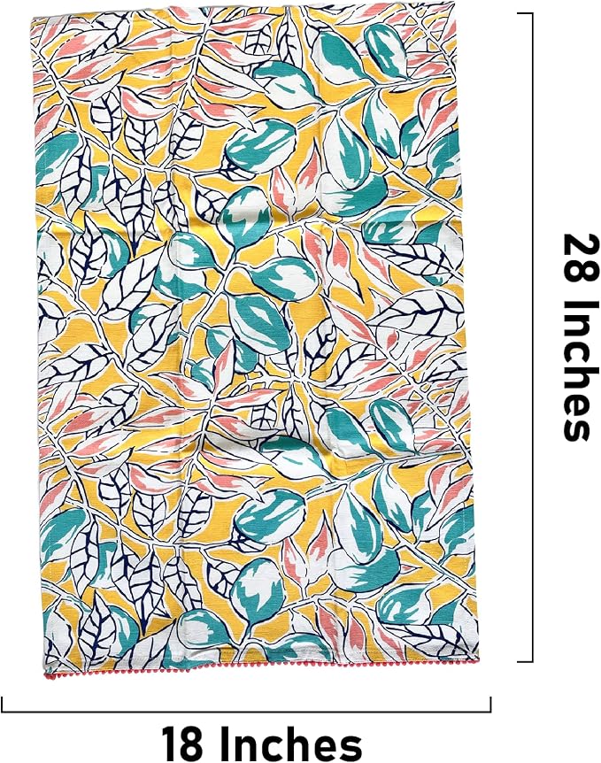 TARAN LIVING Printed Cotton Kitchen Towels – Set of 4 Soft & Absorbent Dish Towels with Hanging Loops (18x28 in) - Image 3