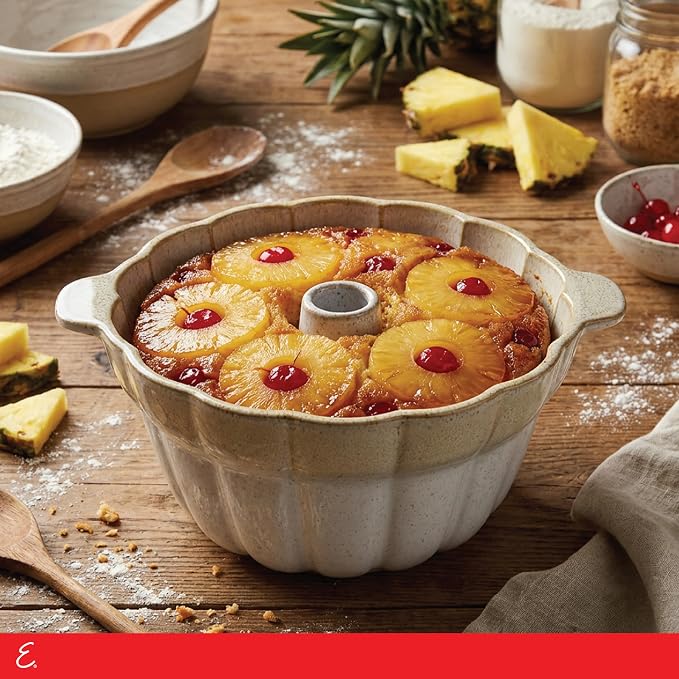 Emeril Lagasse Fluted Cake Pan Stoneware 9.5 in – Pound Cake Baking Pan, Perfect for Baking Delicious Cakes! - Image 4