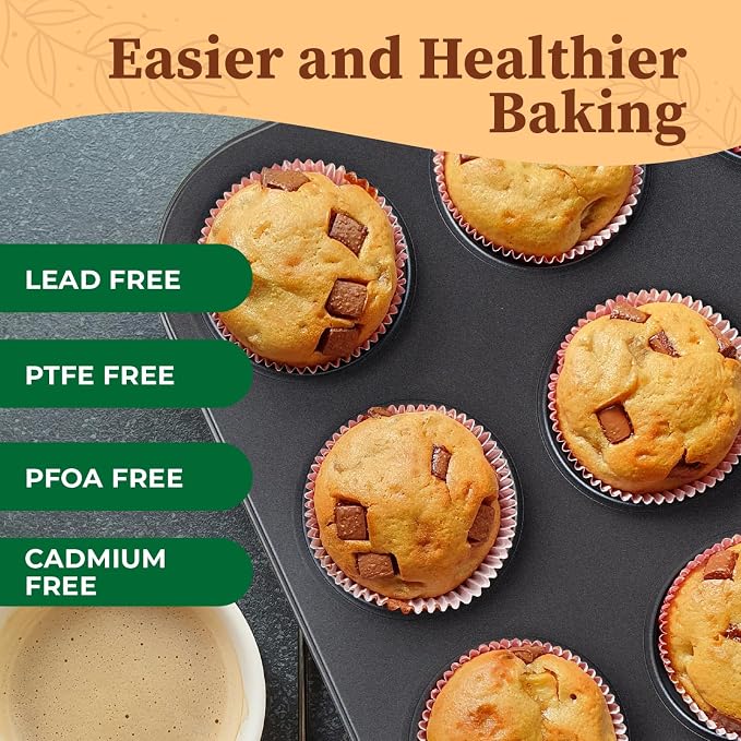 CARTMAN 12-Cup Muffin Pan & 200 Liners, Nonstick Carbon Steel Cupcake Tin | Includes 200 liners, durable carbon steel, nonstick release, for cupcakes, muffins, egg bites, brownies, oven safe 450°F - Image 6