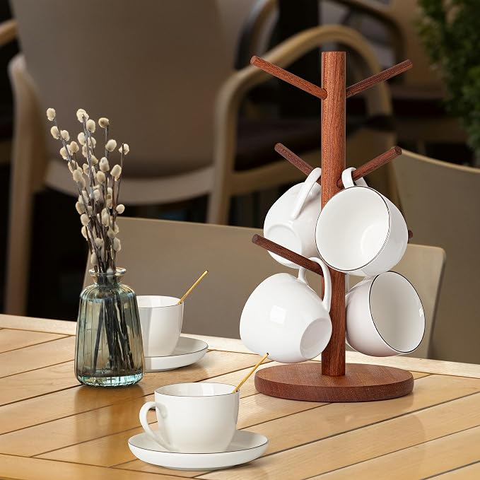 MyLifeUNIT Mug Holder Tree, Coffee Cup Holder with 6 Hooks (Reddish Brown) | Anti-slip padded bottom, space-saving compact design, easy air drying, sturdy tip-resistant structure - Image 3