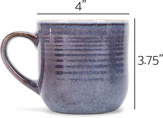 Elanze Designs Glossy Reactive Glaze Large 17 Fluid Ounce Everyday Kitchen Food Grade Ceramic Stoneware Coffee Mug Cup with Comfort Curved Handles, Set of 4, Purple Ombre Blue - Image 5