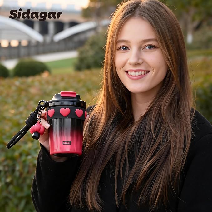 SDGA+ 12 OZ Travel Coffee Mug with Lid Spill Proof Leak Proof, Stainless Steel Thermal Coffee Tumbler for Hot and Cold, Resuable Insulated Coffee Cup For Women, Black and Pink - Image 8
