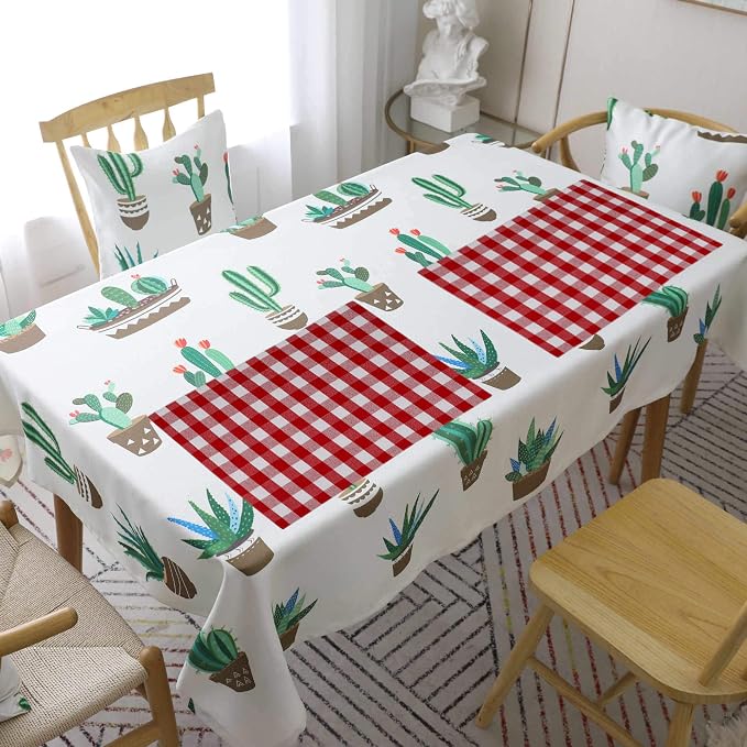 Urban Villa Two Tone Placemat Cotton Tablemat 14x20 (Set of 6) Red/Wht - Image 5