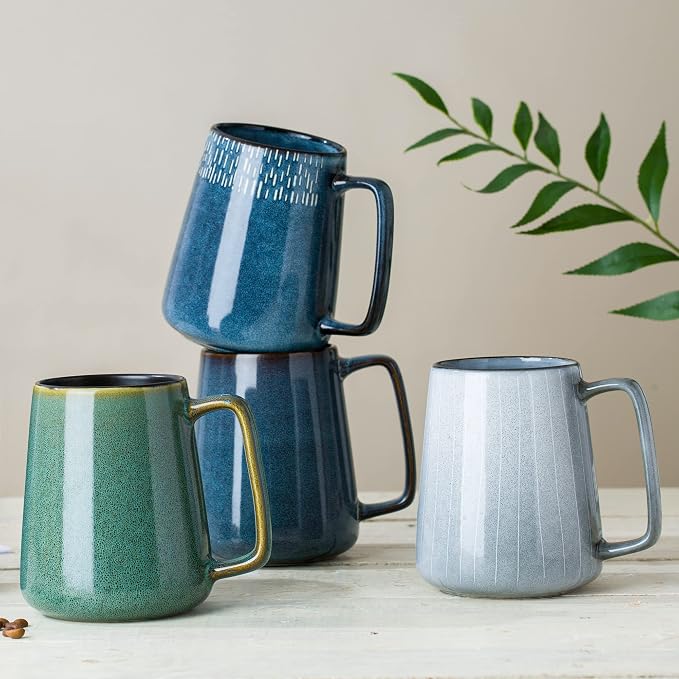 24 oz Large Ceramic Coffee mugs, Extra Large Cup, Big Handle (star blue) | Extra Large Tea and Coffee Cups, Large Handle Coffee Mug for Office and Home, Microwave and Diahwasher Safe - Image 6
