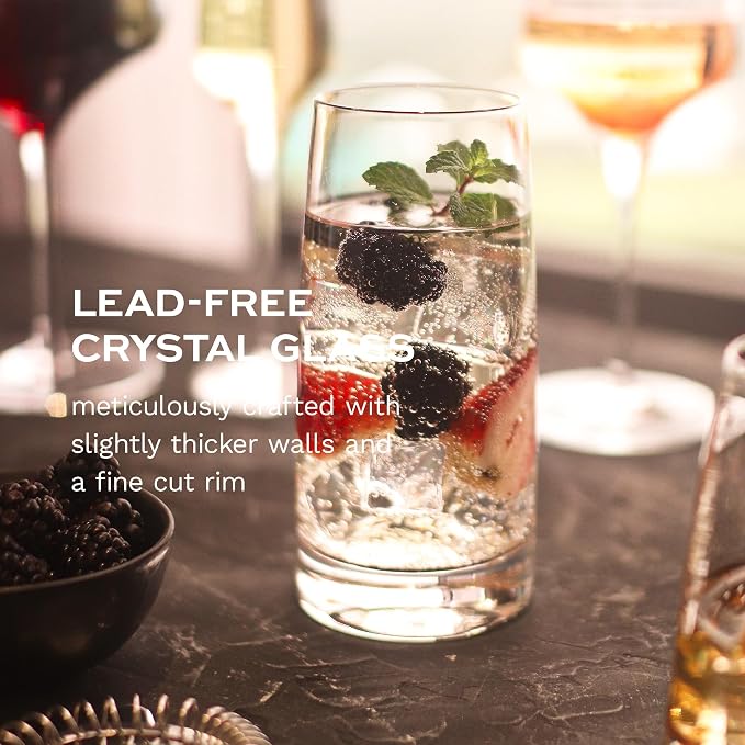 Stölzle Lausitz Highball Glasses Small Experience Set of 6, 12.25 oz – Elegant Glasses for Water Drinks & Juice – Premium Crystal Cocktail Glasses – Dishwasher & Shock-Resistant Made in Germany | Small highball and cocktail glasses for water, juice and... - Image 4
