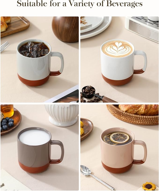 MALACASA Ceramic Coffee Mugs Set of 4, 16oz Coffee Cups, Modern Farmhouse Mugs for Coffee, Latte, Tea, Hot Chocolate, Cappuccino, Milk, Microwave & Dishwasher Safe, Multicolor, Series TARA - Image 5