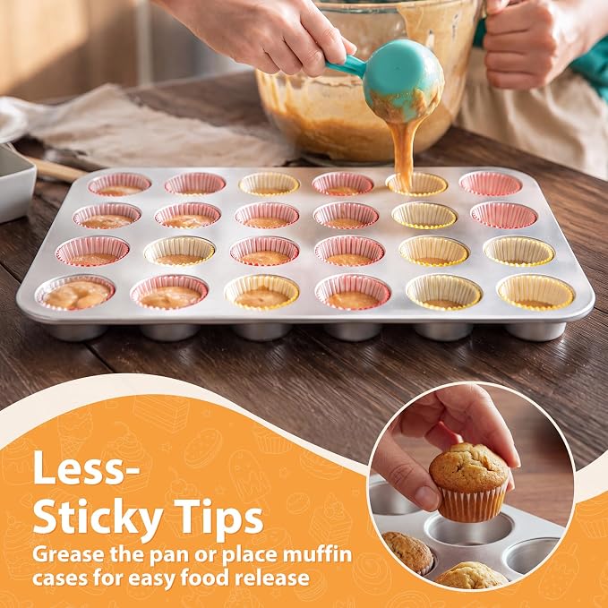 TeamFar Mini Muffin Pan, Stainless Steel 24-Cup Muffin Tin for Baking- 1PC | Small Cupcake Pan Tray for Egg Bites Mini Cakes Quiches, Brunches Parties Birthday Treats, Healthy & Sturdy, Dishwasher Safe - Image 5