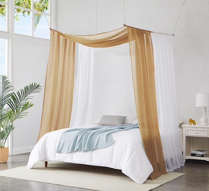 Warm Home Designs 55 x 144 Caramel Gold Sheer Window Scarf. AM Gold 144" | Sheer Window Scarves Valances are Great As Wedding Arch Draping Fabric, Bed Canopy Or for Decorative Project. - Image 5