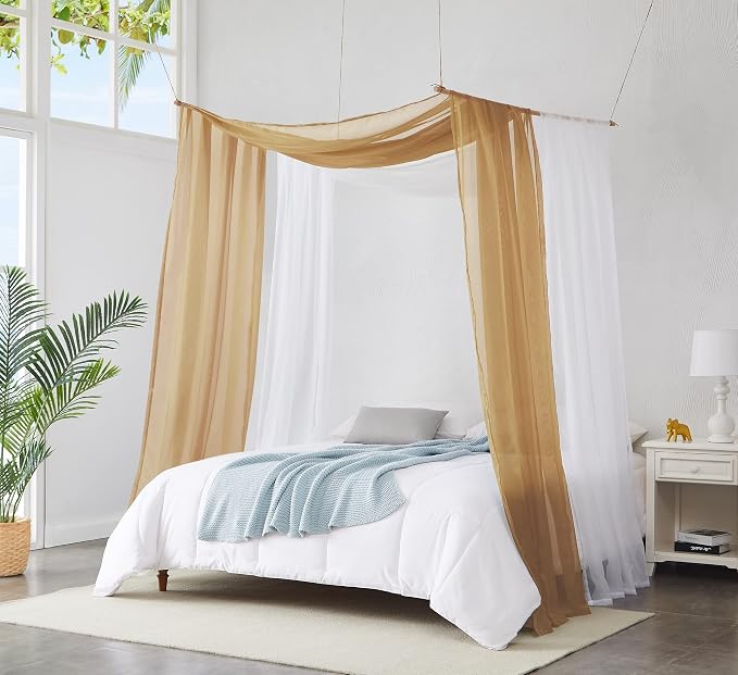 Warm Home Designs 55 x 288 Caramel Gold Sheer Window Scarf. AM Gold 288" | Extra Long Window Scarves Valances are Great As Wedding Arch Draping Fabric, Bed Canopy Or for Decorative Project. - Image 5