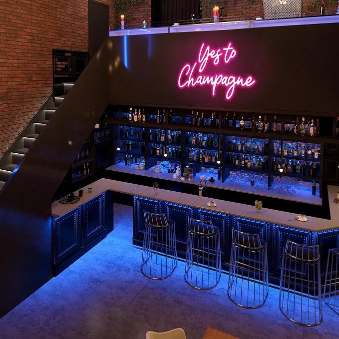Kavaas Yes to Champagne Neon Sign 15" x 9.1", Neon Bar Signs for Home Bar Decor, Man Cave Pub Party - Best Gifts for Champagne Lover, Birthday, Christmas - Image 6