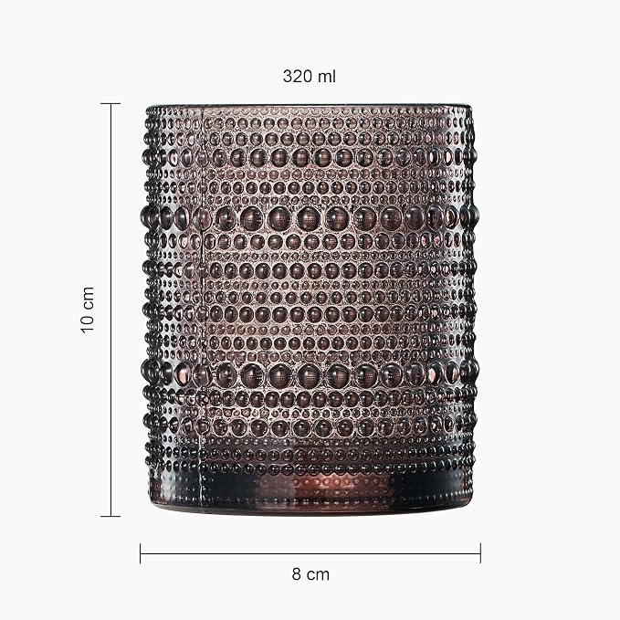 Venus Amber Brown Hobnail Highball Glasses Vintage Tumblers Set of 6 11 oz | Vintage Beaded Design, Embossed Bubble Texture, Elegant Color, Timeless Drinkware for Home Bars, Parties, and Housewarmings - Image 10