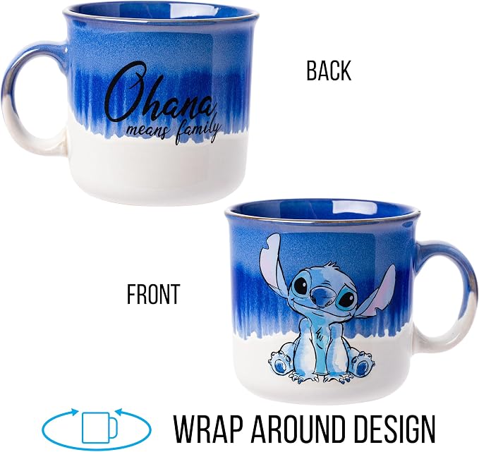 Silver Buffalo Disney Lilo and Stitch, Reactive Glaze Camper Mug, 20oz | Ohana Means Family, Ceramic, 0.59 Liters - Image 6
