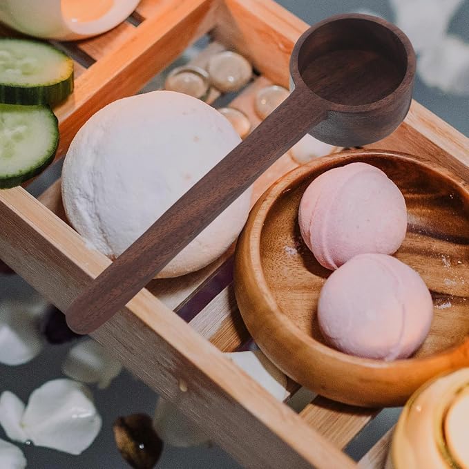 OUNONA Wooden Bath Salt Scoop with Long Handle for Comfortable Massage and Durability, for Home and Hotels, Coffee Color, Small Wooden Spoon for Salts - Image 9