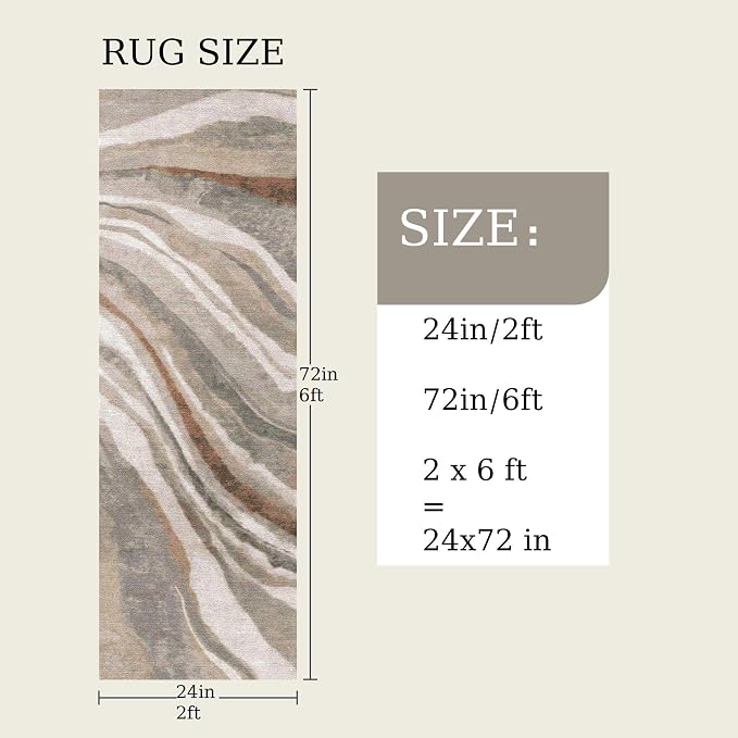 2x6 Runner Rug, Washable Hallway & Kitchen Rug - Non-Slip Low Pile Floor Mat for Entryway, High Traffic Areas, Easy Clean Vintage Pattern - Image 2