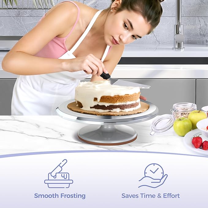 Ohuhu Cake Stand, Aluminium 12''Cake Turntable Decorating Bakery Supplies - BPA-Free Frosting Spinner Rotating Revolving Lazy Susan Christmas Gifts