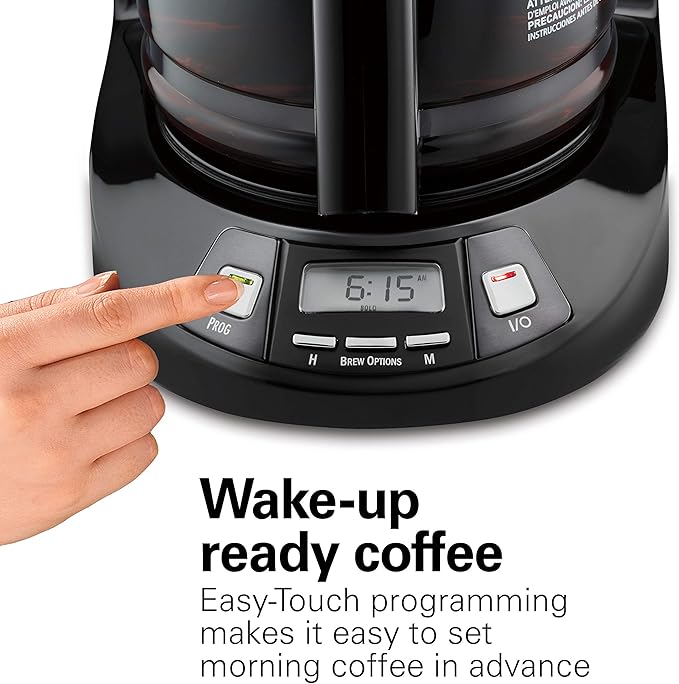Hamilton Beach 12 Cup Programmable Drip Coffee Maker | Regular & Bold Brew Options | Auto Pause and Pour | Glass Carafe | Black Stainless | 46293J - Image 4