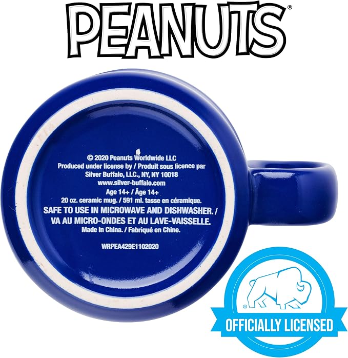 Silver Buffalo Peanuts Squad, Ceramic Camper Mug, 20oz | Sally, Linus, Charlie Brown, Lucy, Snoopy, Woodstock, 0.59 Liters - Image 4