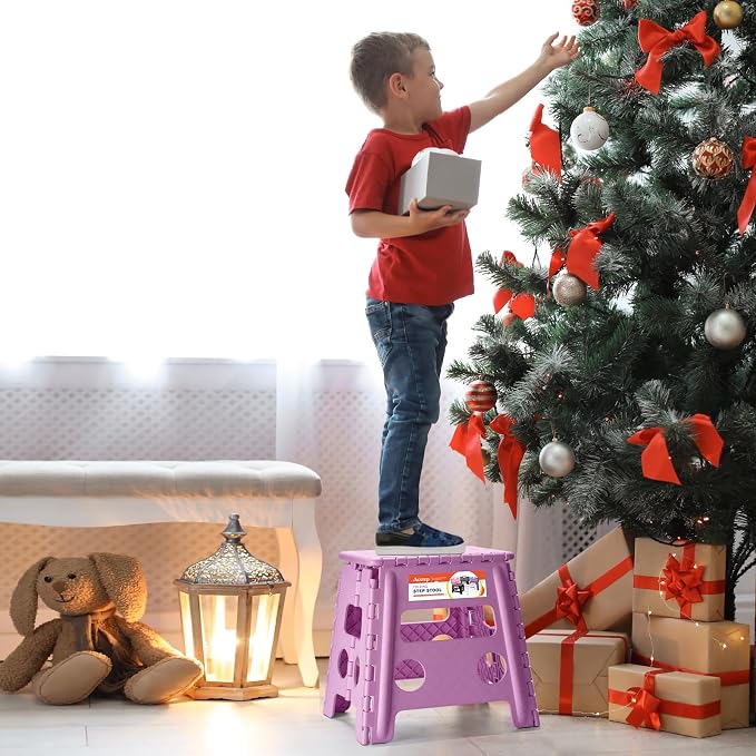 ACSTEP Foldable Step Stool for Adults 13 Inch, 300 lbs, Light Purple | Lightweight Stepping Stool with Handle and Non-Slip Surface, for Reaching Kitchen Cabinets, Bathroom Shelves and Closets - Image 5