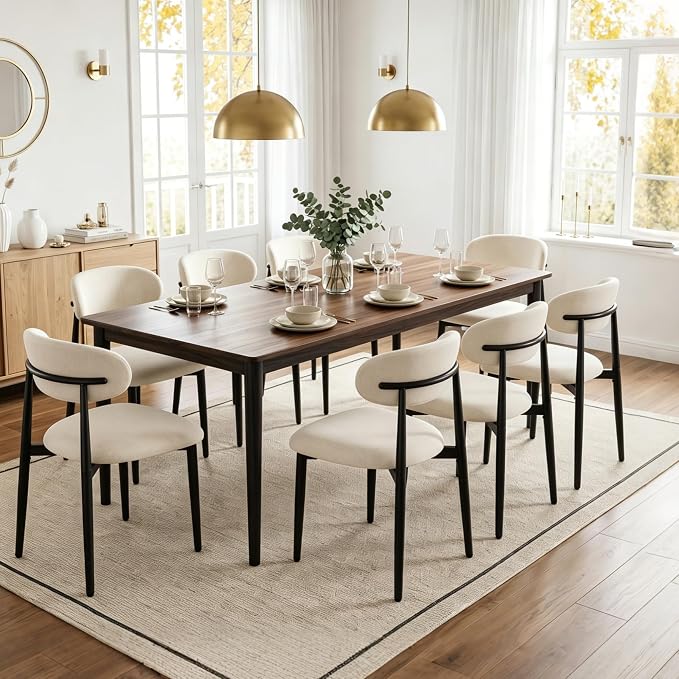 UVV Dining Chairs Set of 8, Metal Kitchen Chairs with Modern Fabric Upholstered for Dining Room, Beige by UVVLivetheQualityLife