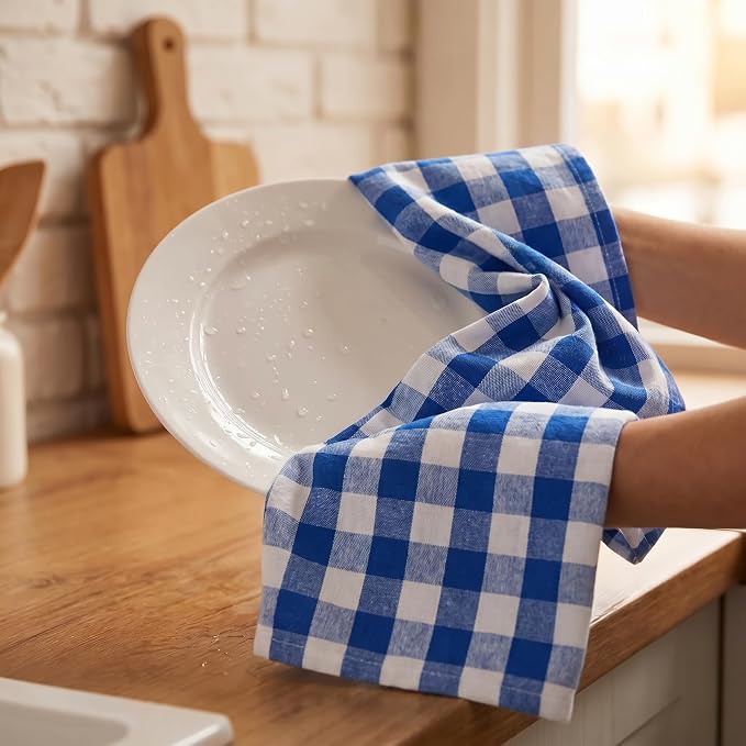 Urban Villa Kitchen Towels Cotton Dish Towels 20”x30” (Set of 6) Blue Wht - Image 7