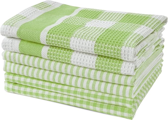 LANE LINEN Premium Cotton Kitchen Dish Towels - 6 Pack Soft Absorbent Dish Cloths, Multi Purpose Cleaning Cloths, 12"x12", Reusable Kitchen Rags - Sage Green by LaneLinen