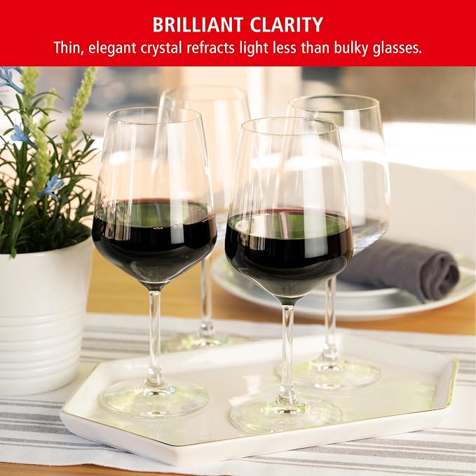 Spiegelau Style Red and White Wine Glasses, Modern Stemmed Wine Glasses, Elegant Glassware for Dinner Parties, Home Bar Cart Accessories, Hosting Essentials, and Wedding Gifts, Set of 12 - Image 2