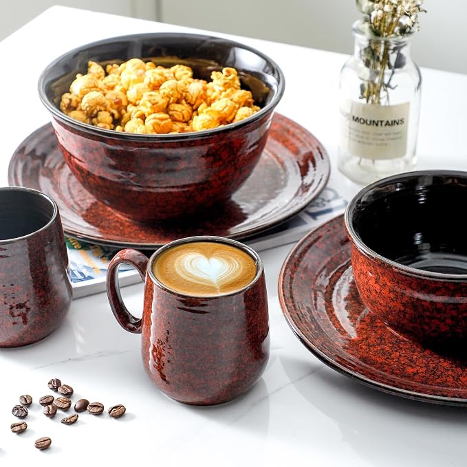 Hasense Coffee Mugs 8 oz, Ceramic Small Espresso Cups Set of 6, Mini Cups with Handle for Coffee, Tea and Cocoa, Modern Mugs for Mother's Day Gift, Dishwasher & Microwave Safe, Red - Image 7
