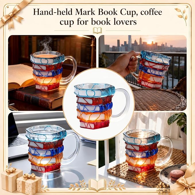 VNROSE Gifts For Book Lovers - 3D Book Coffee Mug, Novelty Coffee Mug | Personalized Gift for Book Lovers, Birthday Gift for Women, Unbreakable Library Art Cup, Book Club Gifts (10oz) - Image 3