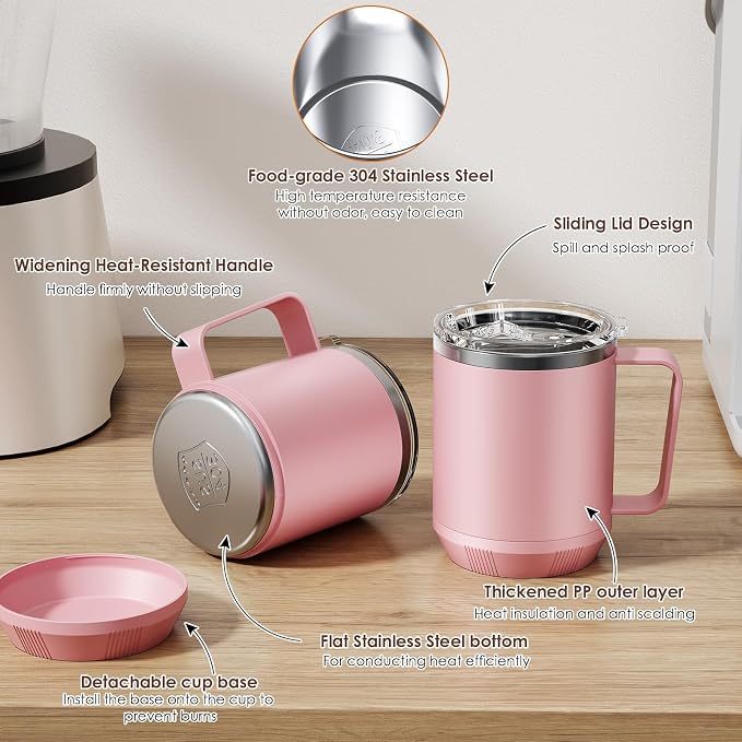 Felibeaco Coffee Mug Warmer & Mug Set for Desk, Smart Coffee Cup Warmer with 16oz Heated Mug, Cup Heater with Auto Shut Off for Office/Home, Coffee Gifts for Women/Men/Dad on Father‘s Day, Pink - Image 6