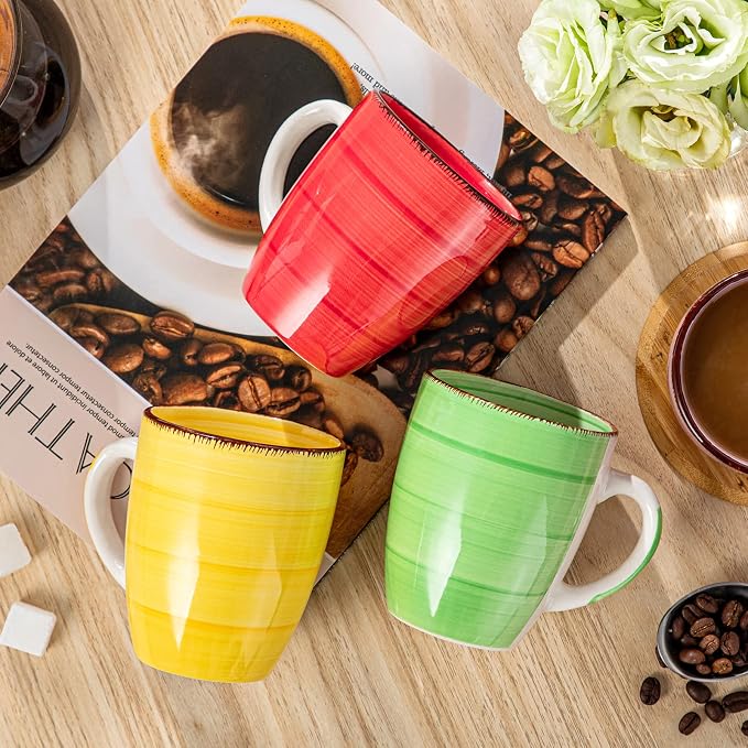 vancasso Bonita 12 Oz Coffee Mugs Set of 6, Ceramic Coffee Cups for Cappuccino, Latte, Tea, Cocoa, Warm Color - Image 5