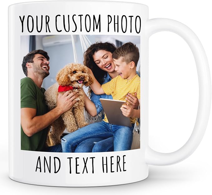 Personalized Coffee Mug – Custom Mug with Photo, Text or Logo | Customized 11oz Ceramic Cup | Personalized Gifts for Men & Women | Birthday, Christmas, Holiday Gift | White by Limitlessoptionvividprint