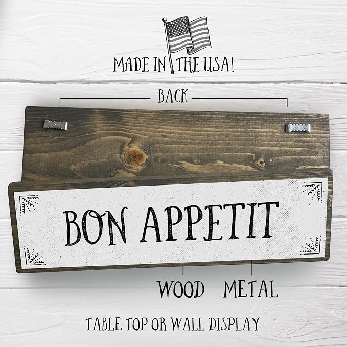 Kitchen Wood Signs (Medium - Wood And Metal, Bon Appetit) - Image 2