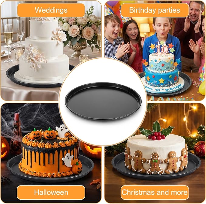 11.4 Inch Cookie Cake Pan, Round Cake Pan Round Cookie Sheet Nonstick Giant Shollow Baking Pans Cakes Tray Pans for Home Kitchen Baking - Image 7