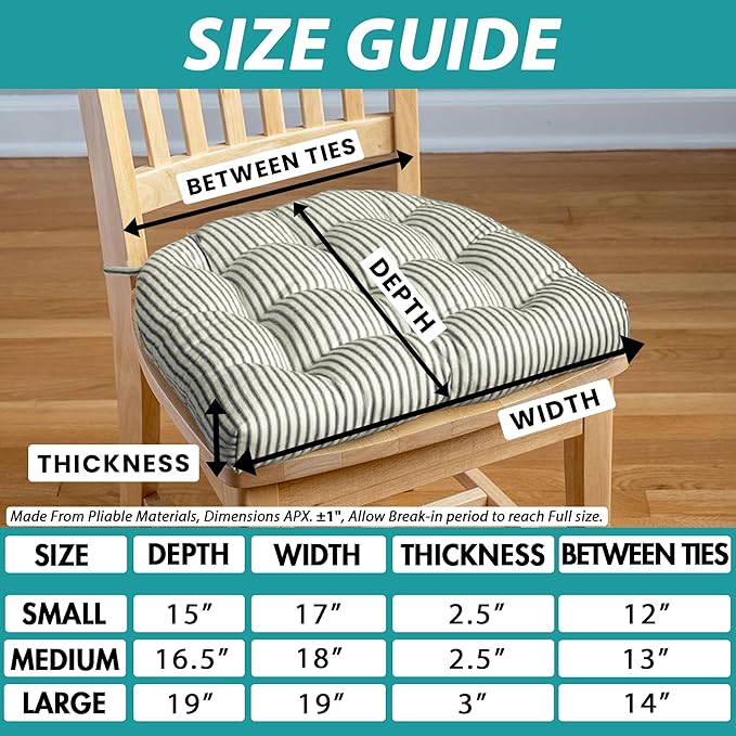 Barnett Home Decor Dining Chair Pad with Ties Montgomery Natural Beige Plaid - Size Small 15 x 17 Chair Cushion - Latex Foam Fill Cushion, Reversible, Machine Washable - Neutral Tan Tartan - Image 3