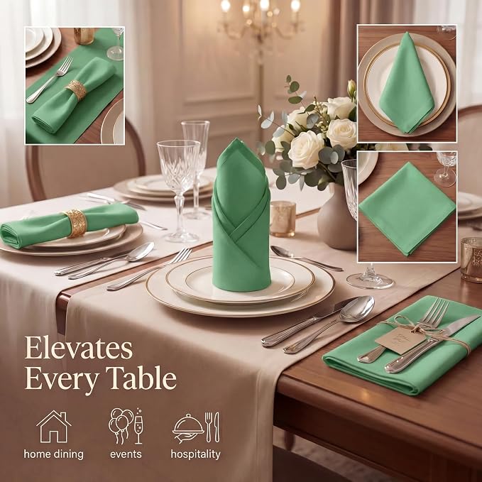 Urban Villa Cloth Napkins Cotton 20x20 (Set of 12) Geen - Image 2