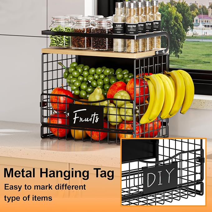 Magneitc Shelf for Fridge,Fruit Vegetable Potato & Onion Organizers Storage Basket Bins,Magnetic Spice Rack for Refrigerator & Kitchen Countertop,Pantry and Cabinet - Image 2