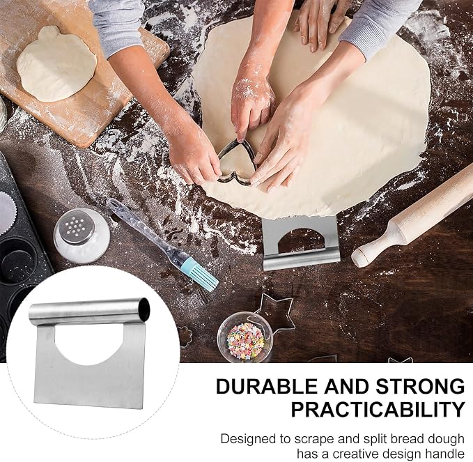 VOSAREA Stainless Steel Dough Cutter with Creative Design Handle for Scraping Dough and Baking Scrapers, Kitchen Chopper Tool for Flat Cooking and Pastry Preparation - Image 8