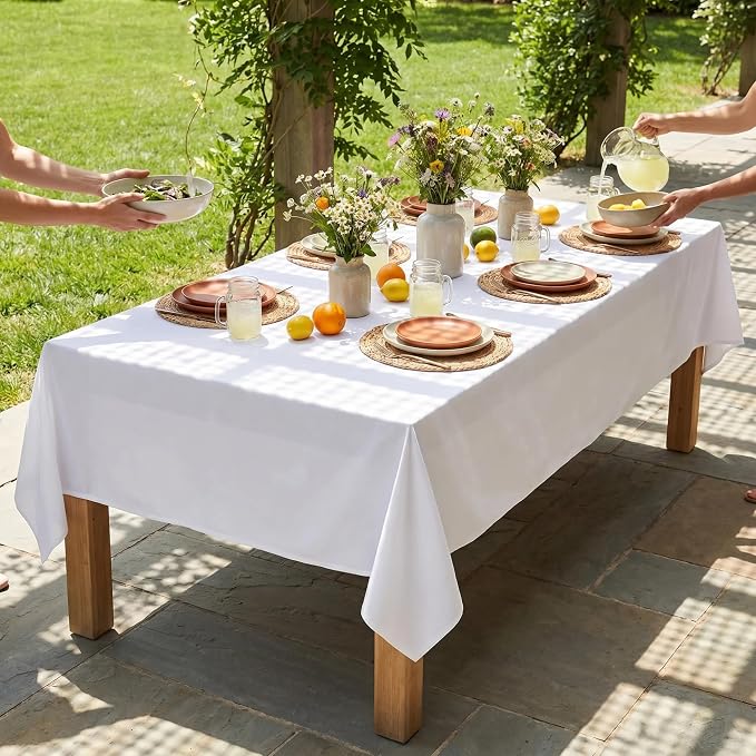 Urban Villa Tablecloth Cotton Tabletop 60x84 (6-8 Seats) White - Image 8