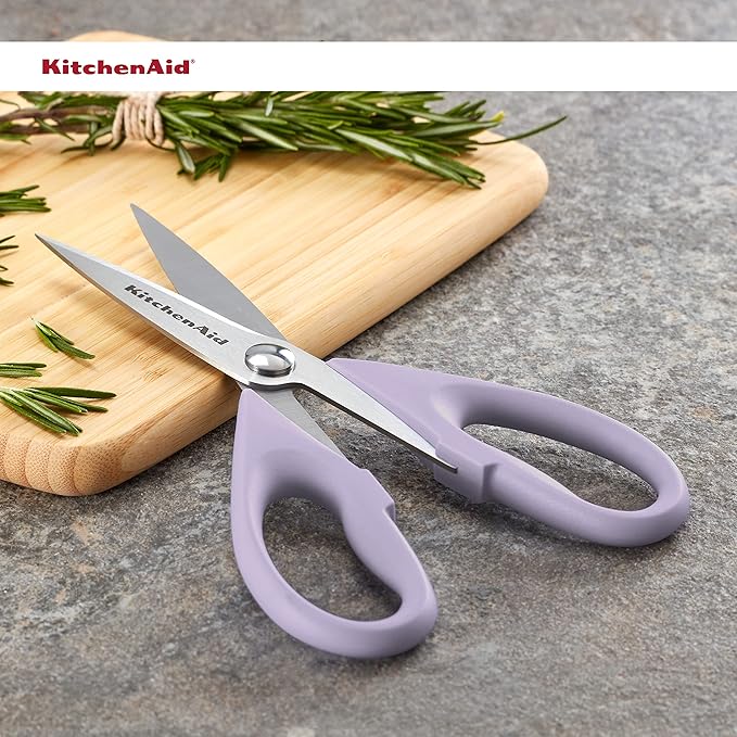 KitchenAid All Purpose Kitchen Shears with Protective Sheath Durable Stainless Steel Scissors, Dishwasher Safe, Soft Grip Comfort Handle, 8.72 Inch, Lavendar Cream - Image 8