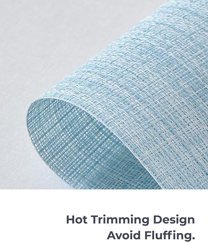 Leetaltree Soft Sky Blue Woven Placemats Set of 12 - Heat Resistant Non-Slip Place mats for Dining Table, Washable Durable PVC Vinyl Woven Table Mats(Sky Blue, 12) - Image 7