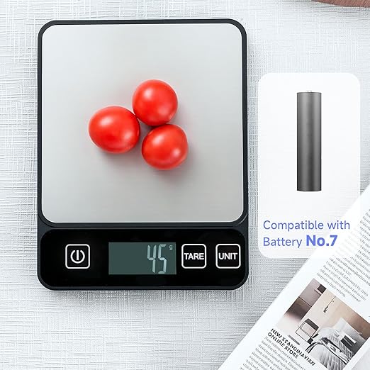 10kg/22lb Food Scale, Digital Kitchen Scale 1g/0.1oz Precision, 6 Units, LED Display, Tare, Waterproof Glass for Baking, Cooking, Meal Prep