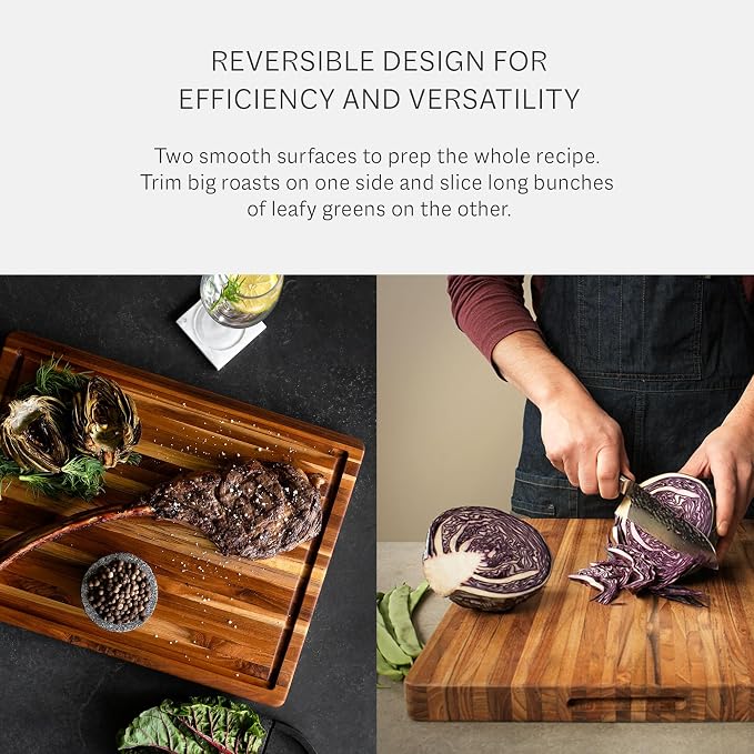 Teakhaus Carving Board with Juice Groove - Small (S) Teak Wood Cutting Board 14”L x 10”W x 1” Thick - Lightweight, Sustainably Harvested & FSC Certified - Knife Friendly with Beeswax Oil Finish - Image 7