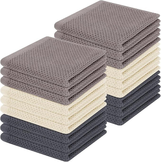 Homaxy 100% Cotton Waffle Weave Kitchen Dish Cloths 18-Pack, Mixed Color | 12 x 12 Inches, Ultra Soft Absorbent Dish Towels, Quick Drying Dish Rags with Hanging Loop by Homaxy