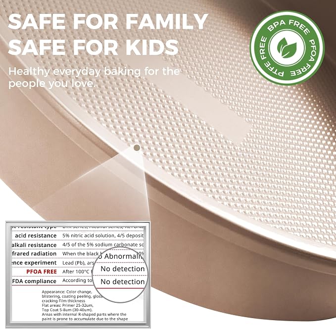 Ceramic Nonstick 9” Round Cake Pans, Heavy-Duty Aluminized Steel | Non-Toxic 9 Inch Round Cake with Diamond Texture, Cake Pans 9 Inch Round for Baking Cheesecake, Cream, 2-Pack - Image 2