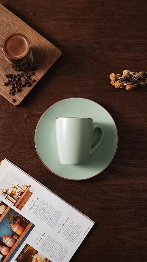 famiware Venus Coffee Mugs for 4, 13 oz Mug Set, Dringking Cup with Handle for Coffee, Tea, Cocoa, Milk, Light Green - Image 8
