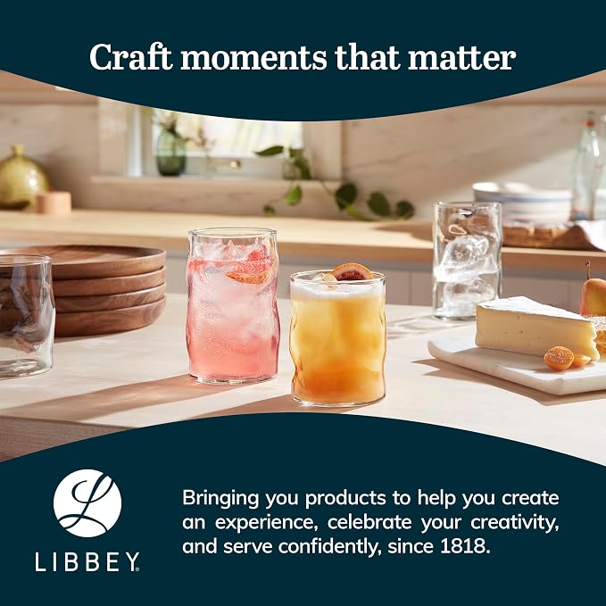 Libbey Lava Tumbler Drinking Glasses, All Purpose, Molten Groove Glasses Set of 8, Tactile, Tall Drinking Glasses for Water, Cocktails - Image 6